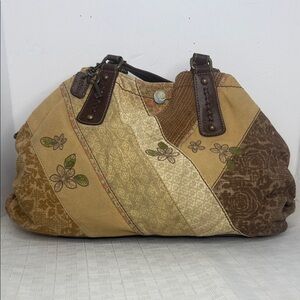 Vintage Fossil floral Patchwork Brown and Tan Women's Bag